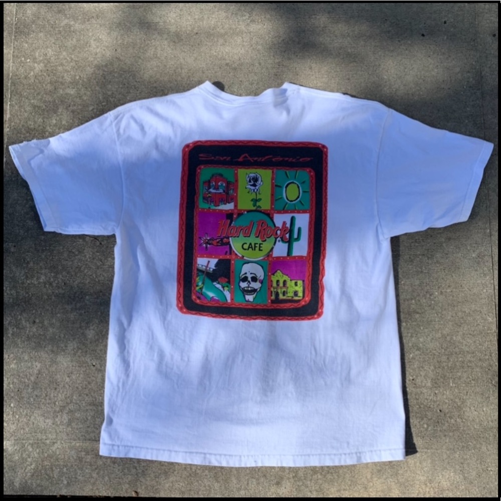 Vintage 1990s Hard Rock Cafe San Antonio Texas White XL Heavy Tee T-Shirt